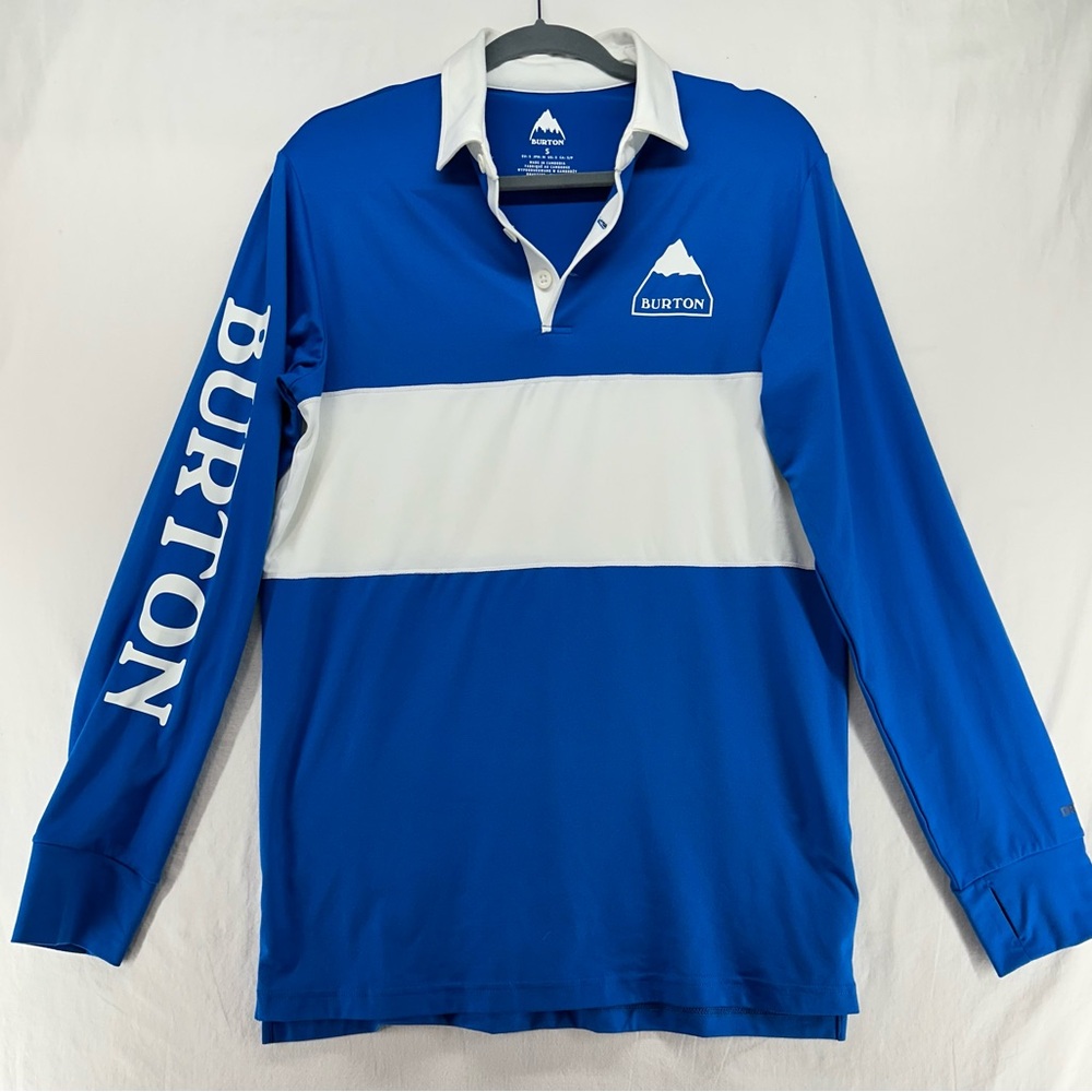 Burton Midweight Rugby Shirt DryRide Thumbholes Stretch Blue Mens Size Small‎